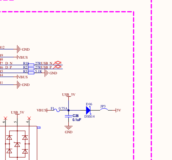 The USB power circuit — cut from BigTreeTech's official SKR Pico schematic